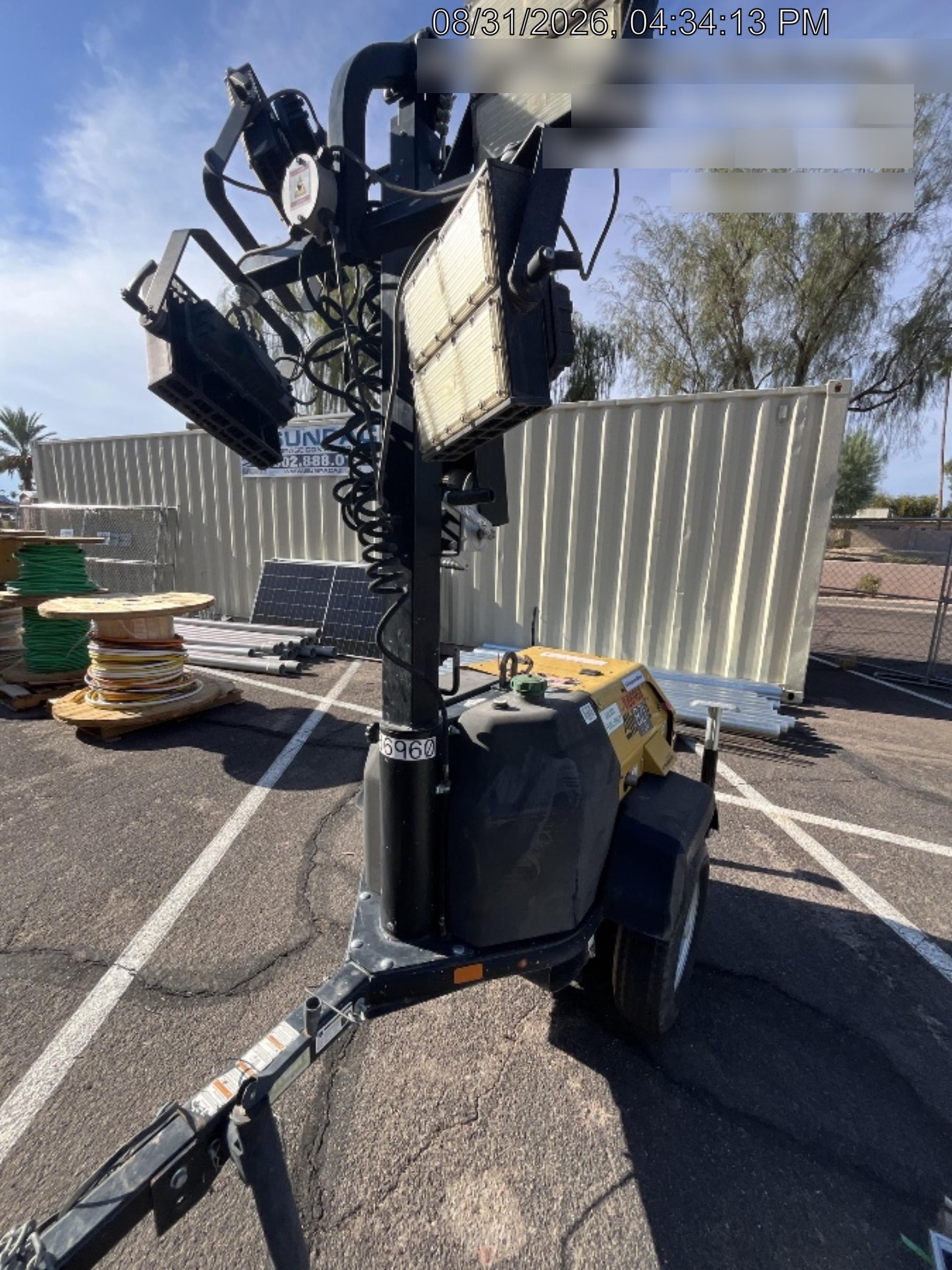 Allmand NLV3GR (4) LED Light Fixture 350W, 23' Vertical Mast, 3kW Prime, Towable, Deep Sea L401, Leveling Jacks, Yanmar T4F 5.8hp
