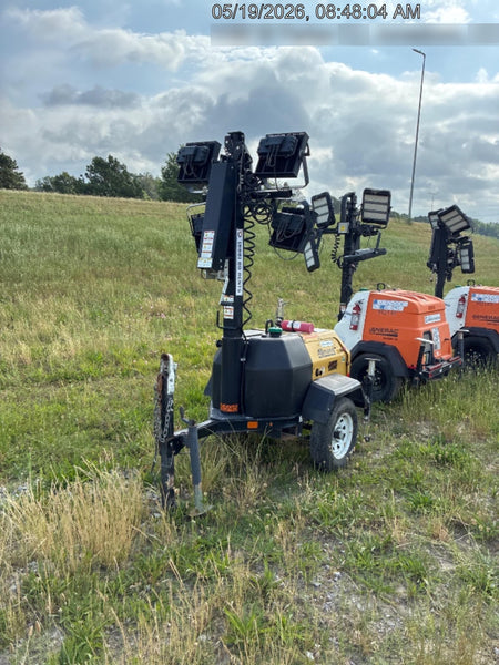 2021 Allmand NLV3GR (4) LED Light Fixture 350W, 23' Vertical Mast, 3kW Prime, Towable, Deep Sea L401, Leveling Jacks, Yanmar T4F 5.8hp