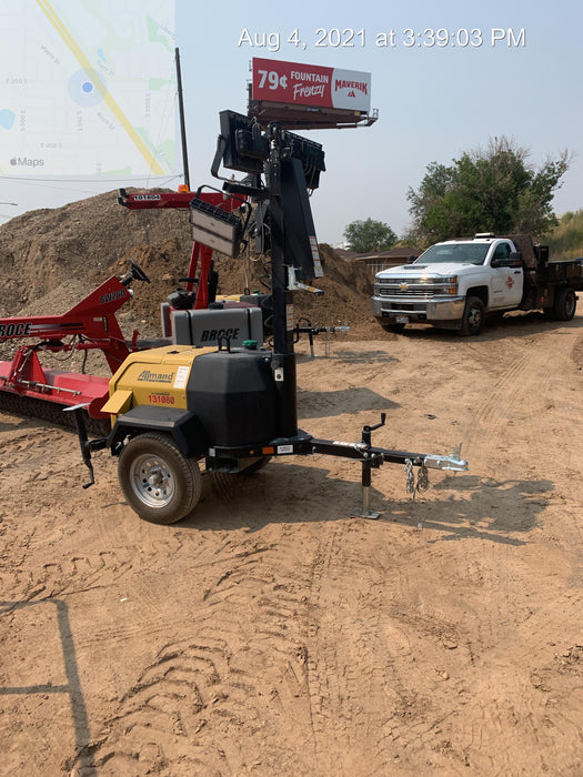 2021 Allmand NLV3GR (4) LED Light Fixture 350W, 23' Vertical Mast, 3kW Prime, Towable, Deep Sea L401, Leveling Jacks, Yanmar T4F 5.8hp