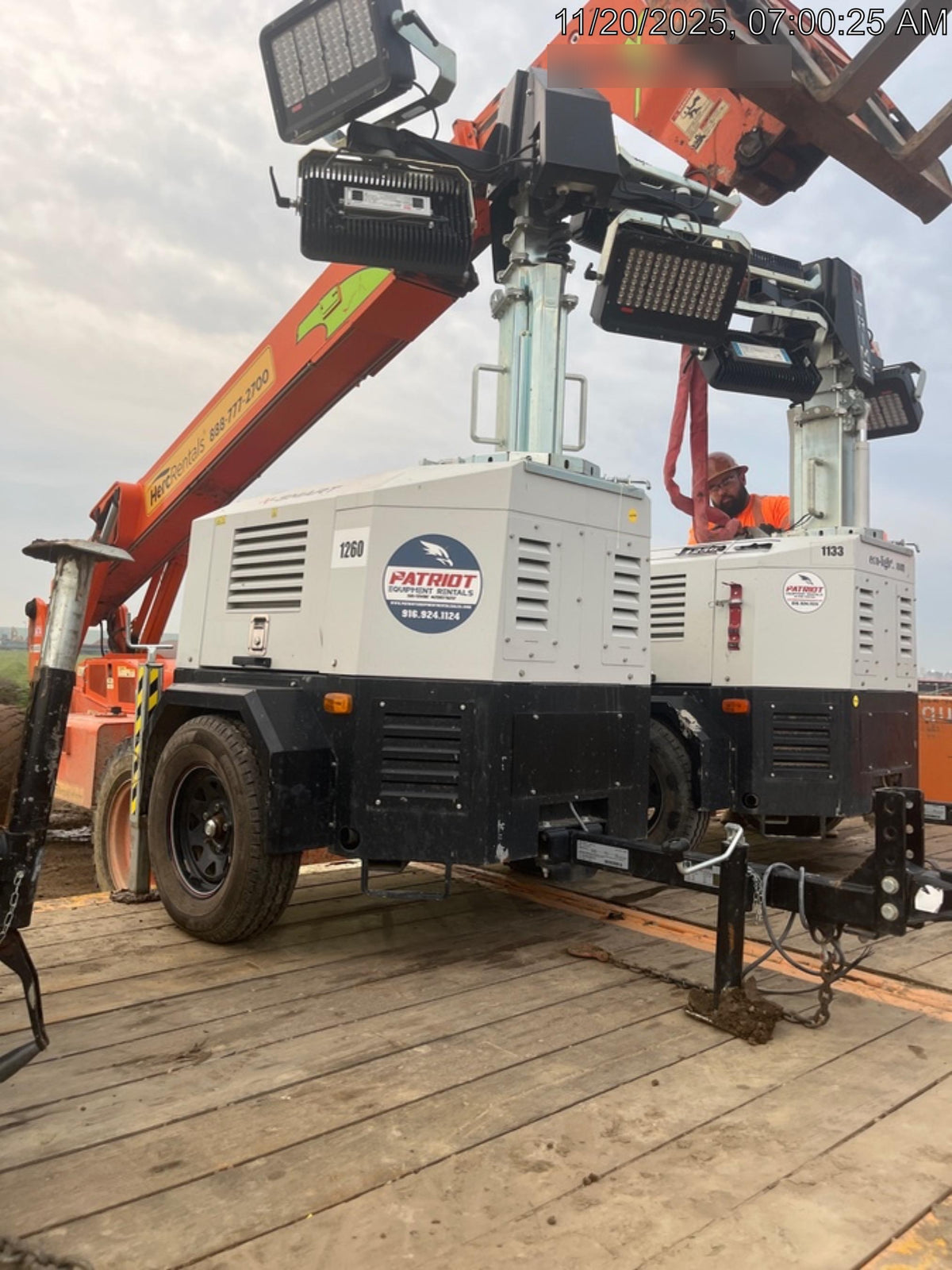 2022 Allmand NLV3GR (4) LED Light Fixture 350W, 23' Vertical Mast, 3kW Prime, Towable, ES Decals, T3