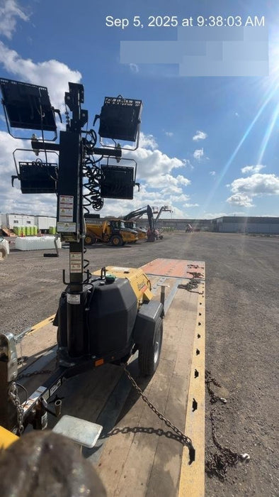 2022 Allmand NLV3GR (4) LED Light Fixture 350W, 23' Vertical Mast, 3kW Prime, Towable, Deep Sea L401, Leveling Jacks, Yanmar T4F 5.8hp