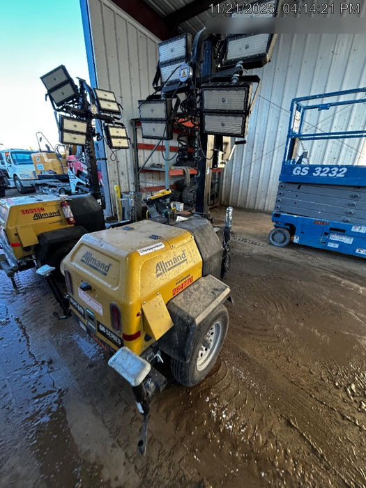 2022 Allmand NLV3GR (4) LED Light Fixture 350W, 23' Vertical Mast, 3kW Prime, Towable, ES Decals, T3