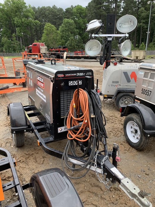 2019 Lincoln Electric Vantage 322 Welder Ready-Pak 3, Two wheel trailer, Fender and Light kit, Cable Rack