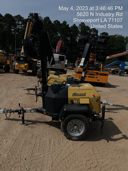 2022 Allmand NLV3GR (4) LED Light Fixture 350W, 23' Vertical Mast, 3kW Prime, Towable, Deep Sea L401, Leveling Jacks, Yanmar T4F 5.8hp