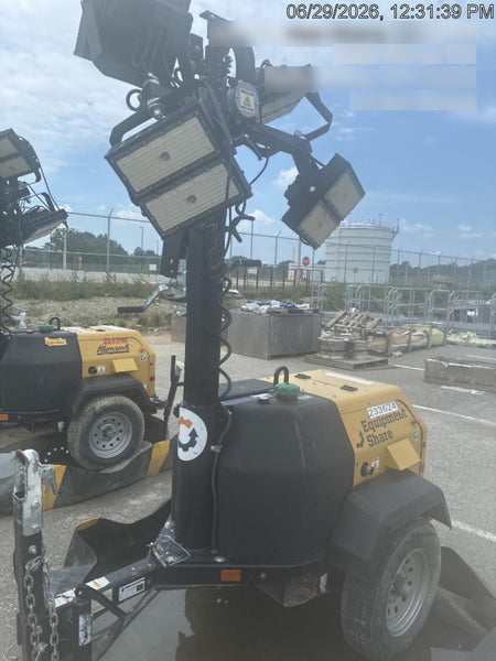 2022 Allmand NLV3GR (4) LED Light Fixture 350W, 23' Vertical Mast, 3kW Prime, Towable, Deep Sea L401, Leveling Jacks, Yanmar T4F 5.8hp