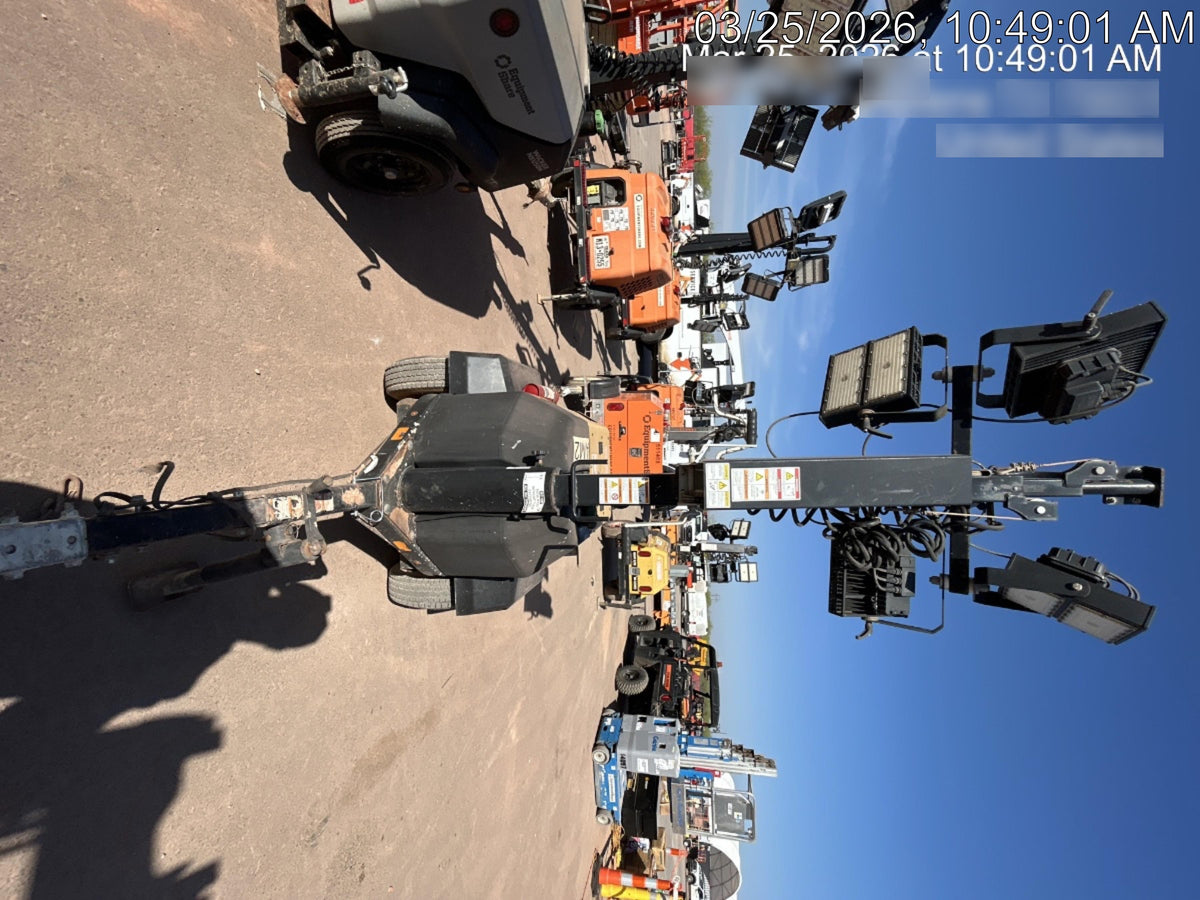 Allmand NLV3GR (4) LED Light Fixture 350W, 23' Vertical Mast, 3kW Prime, Towable, Deep Sea L401, Leveling Jacks, Yanmar T4F 5.8hp