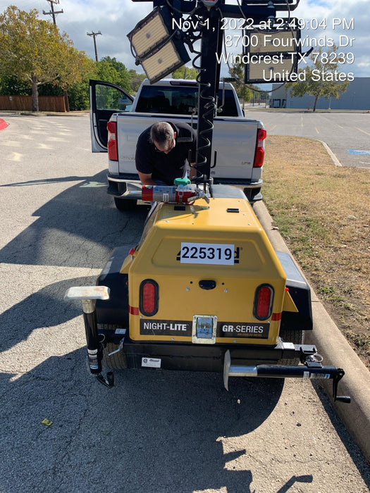 2022 Allmand NLV3GR (4) LED Light Fixture 350W, 23' Vertical Mast, 3kW Prime, Towable, Deep Sea L401, Leveling Jacks, Yanmar T4F 5.8hp