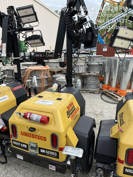 2022 Allmand NLV3GR (4) LED Light Fixture 350W, 23' Vertical Mast, 3kW Prime, Towable, ES Decals, T3