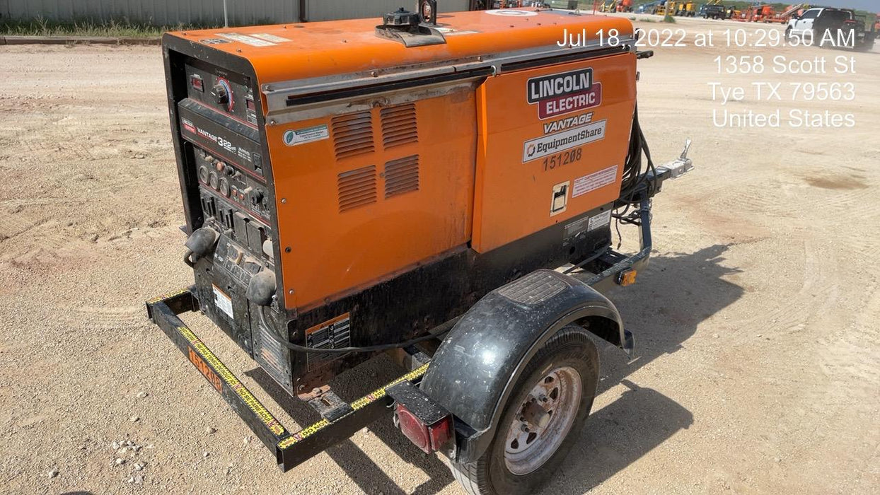 2021 Lincoln Electric Vantage 322 Vantage 322 Ready Pak 3 w/ Telematics & Decals, ORANGE (includes trailer, cable rack, fender light kit)