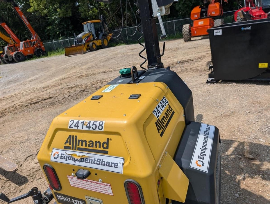 2022 Allmand NLV3GR (4) LED Light Fixture 350W, 23' Vertical Mast, 3kW Prime, Towable, Deep Sea L401, Leveling Jacks, Yanmar T4F 5.8hp