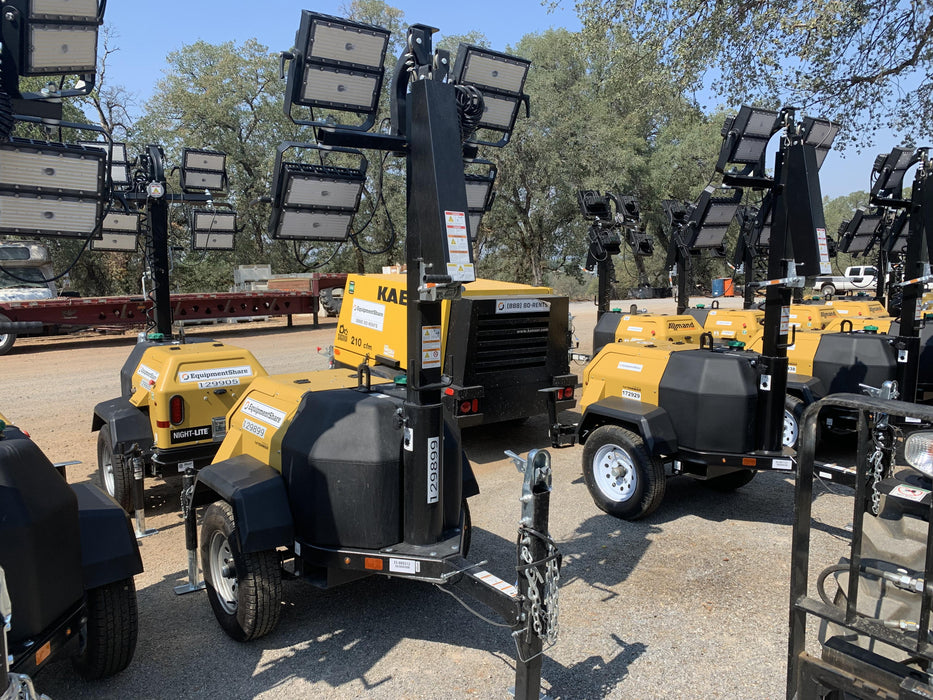 2021 Allmand NLV3GR (4) LED Light Fixture 350W, 23' Vertical Mast, 3kW Prime, Towable, Deep Sea L401, Leveling Jacks, Yanmar T4F 5.8hp