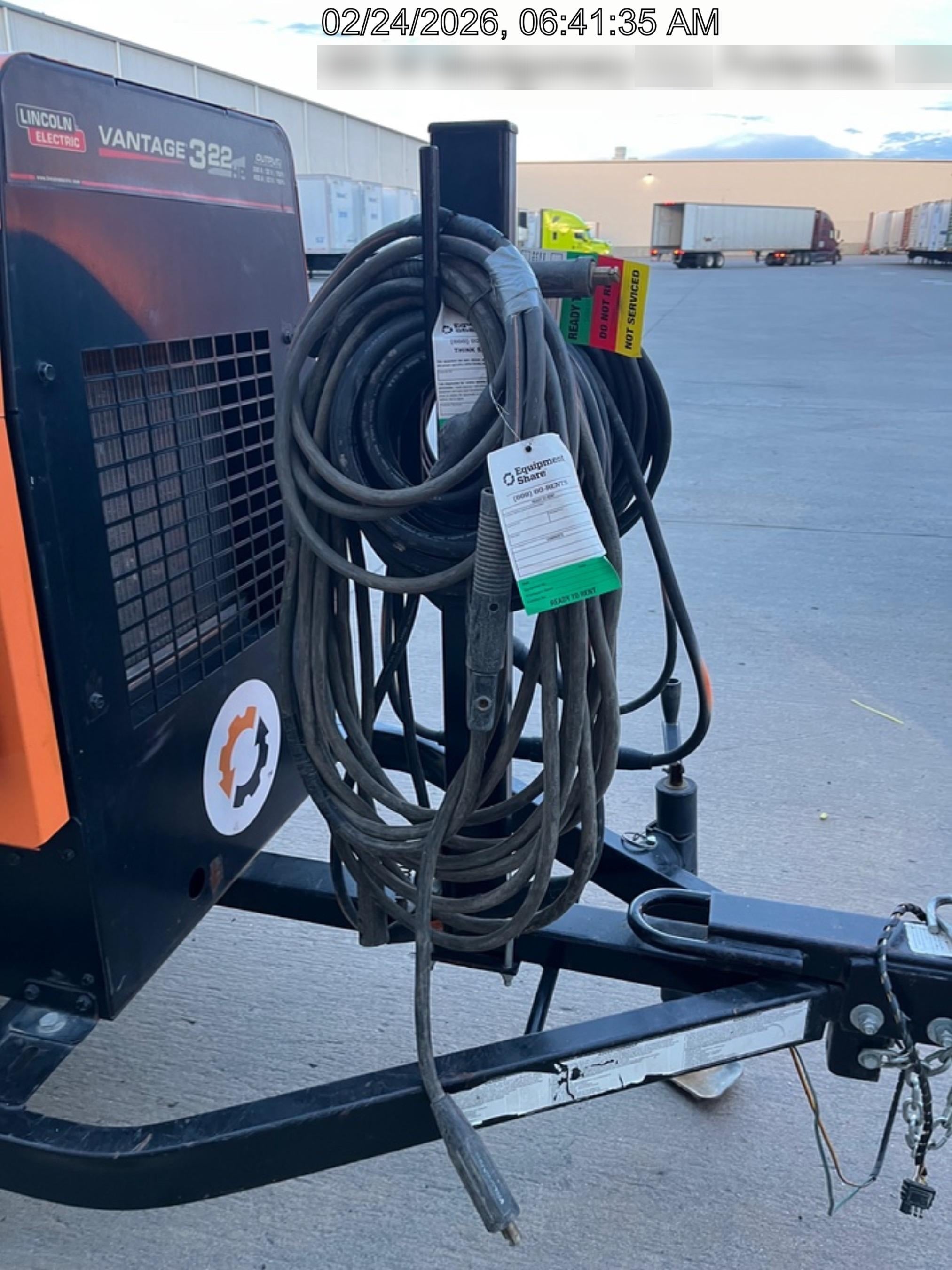 2021 Lincoln Electric Vantage 322 Vantage 322 Ready Pak 3 w/ Decals, ORANGE (includes trailer, cable rack, fender light kit) NO Telematics
