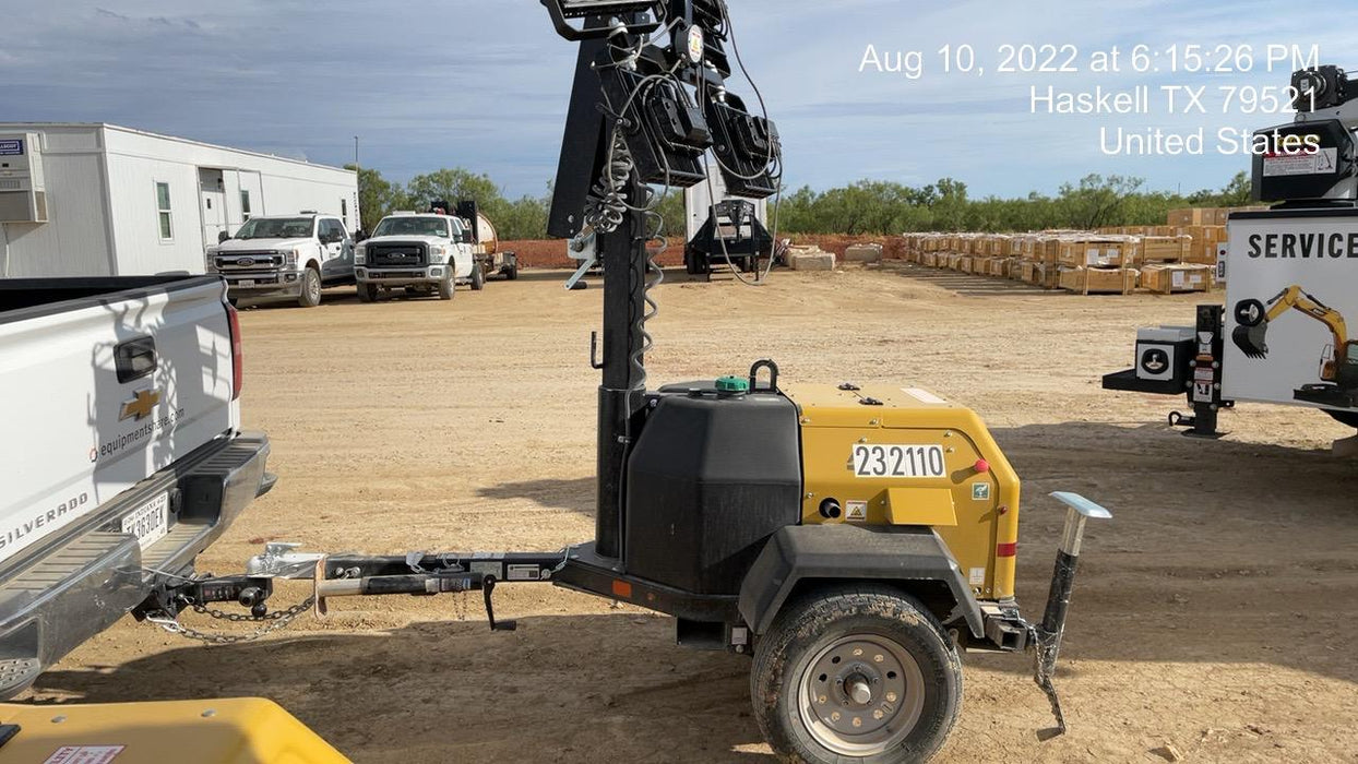 2022 Allmand NLV3GR (4) LED Light Fixture 350W, 23' Vertical Mast, 3kW Prime, Towable, Deep Sea L401, Leveling Jacks, Yanmar T4F 5.8hp