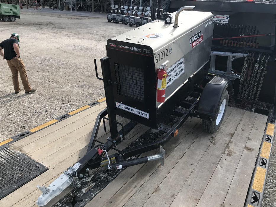 2019 Lincoln Electric Vantage 322 Ready-Pak 3, Two Wheel Trailer, Fender and Light Kit, Cable Rack