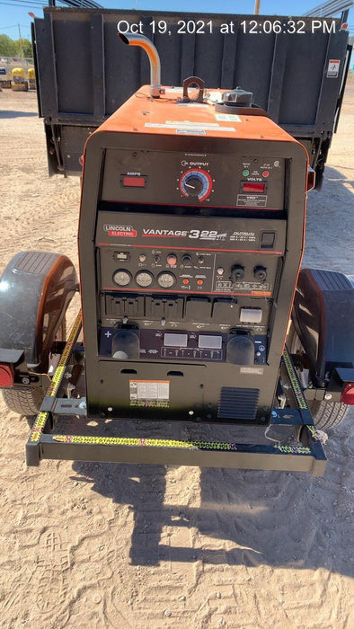 2021 Lincoln Electric Vantage 322 Vantage 322 Ready Pak 3 w/ Telematics & Decals, ORANGE (includes trailer, cable rack, fender light kit)