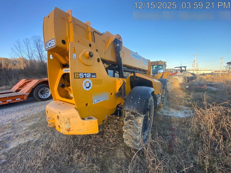 2019 JCB 512-56 Canopy, 109 HP, Solid Tires, STD Worklight, Beacon, Aux Hydraulics, Lifting Eye, Back up Alarm w/66" Carriage/60" Forks