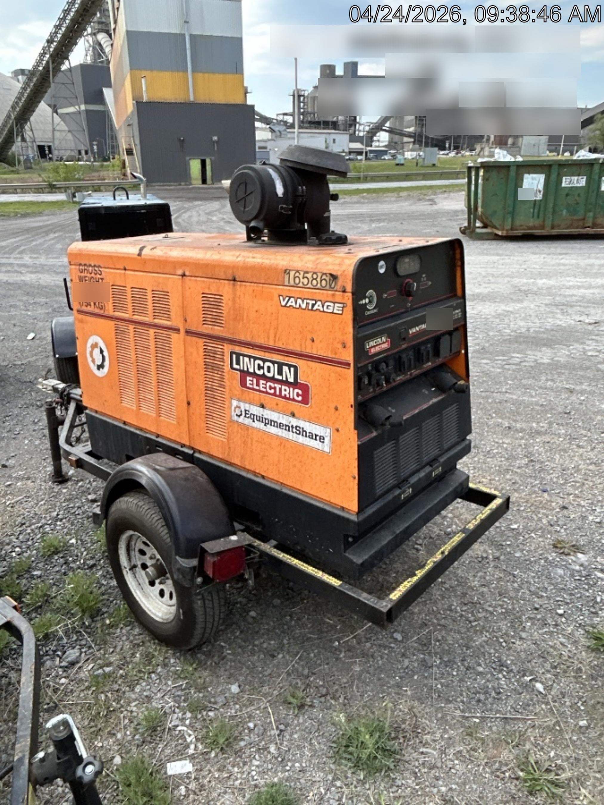 2021 Lincoln Electric Vantage 549X Ready Pak 3, ORANGE (includes trailer, cable rack, fender light kit)