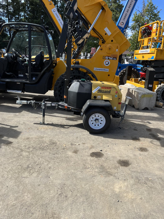 2021 Allmand NLV3GR (4) LED Light Fixture 350W, 23' Vertical Mast, 3kW Prime, Towable, Deep Sea L401, Leveling Jacks, Yanmar T4F 5.8hp