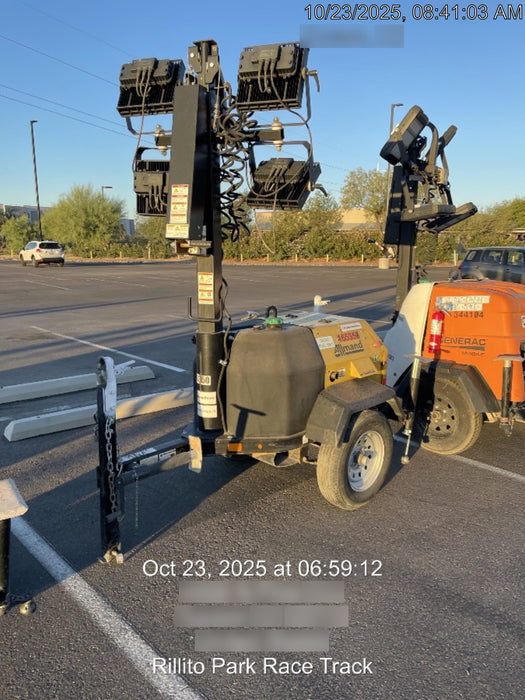 2021 Allmand NLV3GR (4) LED Light Fixture 350W, 23' Vertical Mast, 3kW Prime, Towable, Deep Sea L401, Leveling Jacks, Yanmar T4F 5.8hp