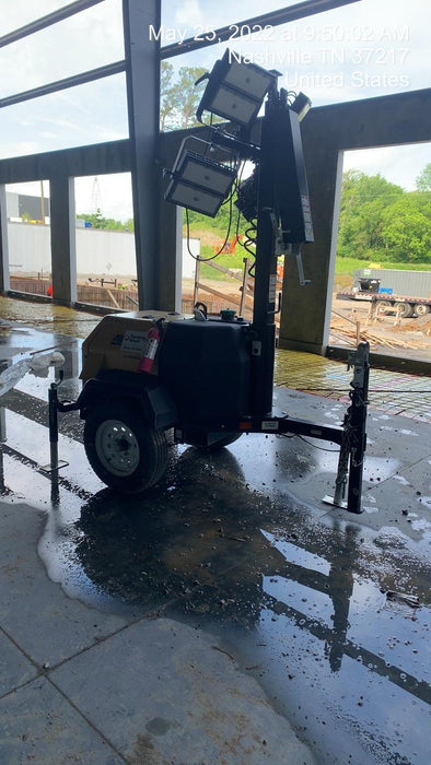 2021 Allmand NLV3GR (4) LED Light Fixture 350W, 23' Vertical Mast, 3kW Prime, Towable, Deep Sea L401, Leveling Jacks, Yanmar T4F 5.8hp