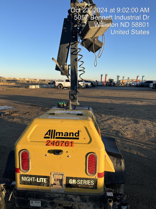 2022 Allmand NLV3GR (4) LED Light Fixture 350W, 23' Vertical Mast, 3kW Prime, Towable, ES Decals, T3