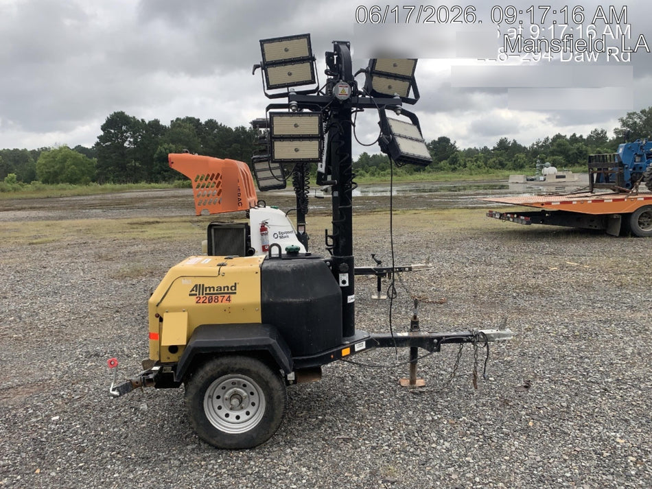 2022 Allmand NLV3GR (4) LED Light Fixture 350W, 23' Vertical Mast, 3kW Prime, Towable, Deep Sea L401, Leveling Jacks, Yanmar T4F 5.8hp