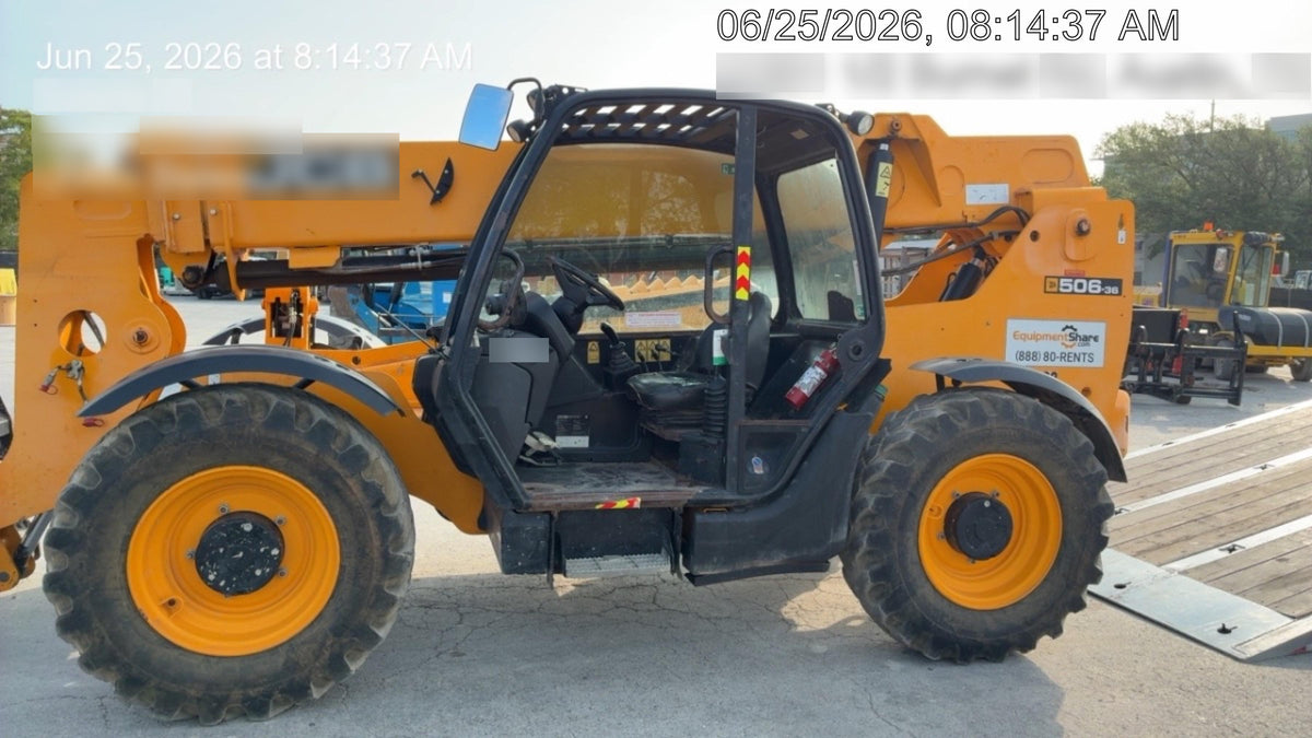 2019 JCB 506-36 Canopy, 74 HP, Foam Filled Tires, STD Worklight, Beacon, Aux Hydraulics, Lifting Eye, Back up Alarm 48" Carriage/48" Forks