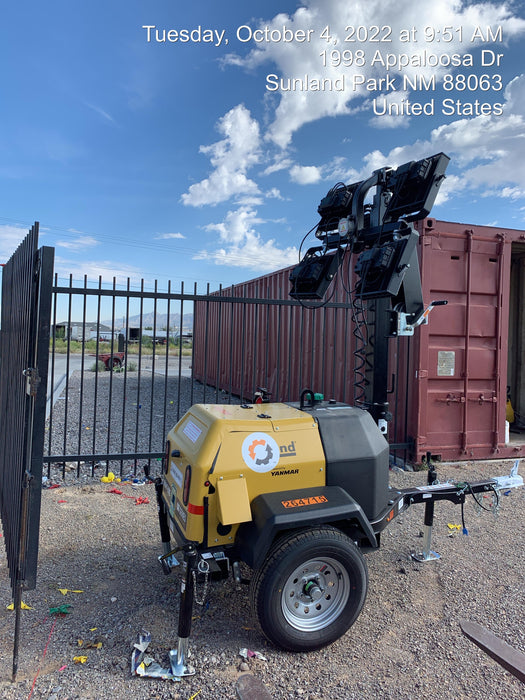 2022 Allmand NLV3GR (4) LED Light Fixture 350W, 23' Vertical Mast, 3kW Prime, Towable, ES Decals, T3