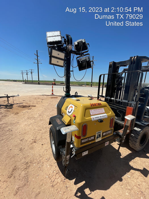 2022 Allmand NLV3GR (4) LED Light Fixture 350W, 23' Vertical Mast, 3kW Prime, Towable, ES Decals, T3