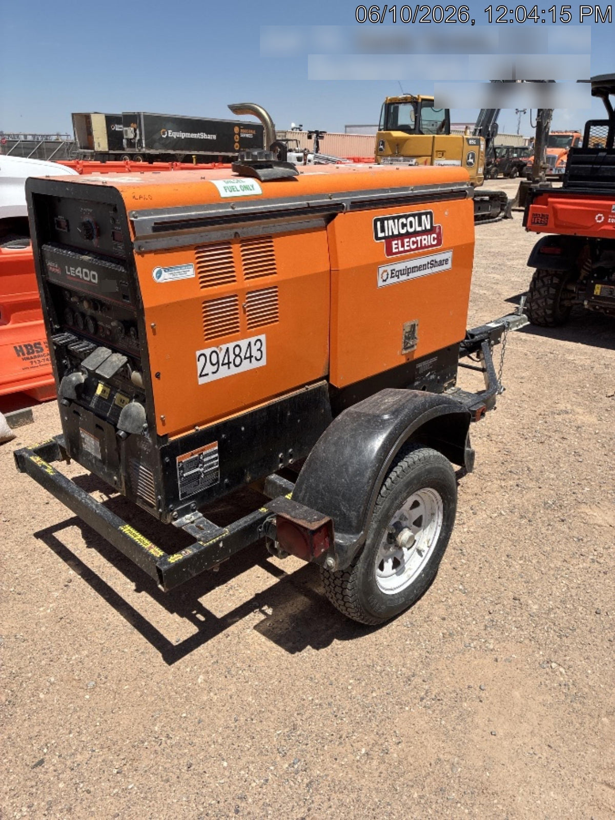 2021 Lincoln Electric Vantage 322 Vantage 322 Ready Pak 3 w/ Decals, ORANGE (includes trailer, cable rack, fender light kit) NO Telematics