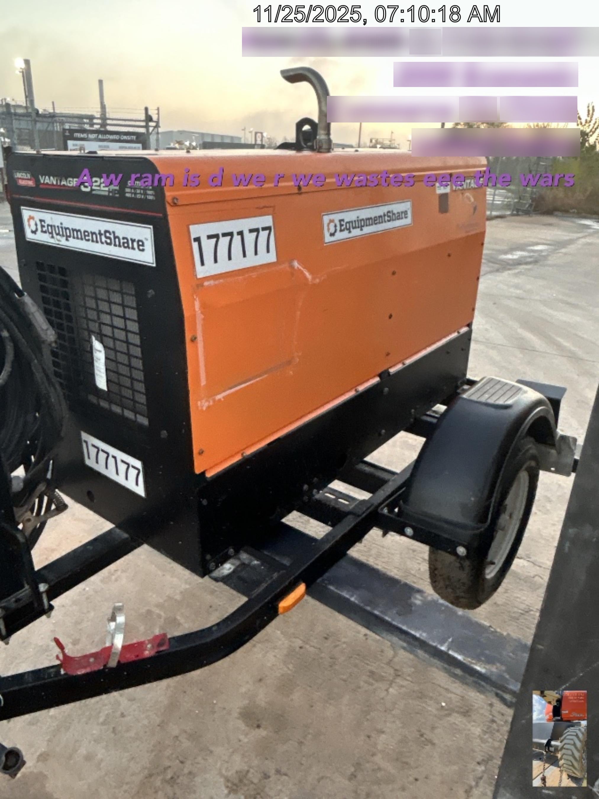 2021 Lincoln Electric Vantage 322 Vantage 322 Ready Pak 3 w/ Decals, ORANGE (includes trailer, cable rack, fender light kit) NO Telematics