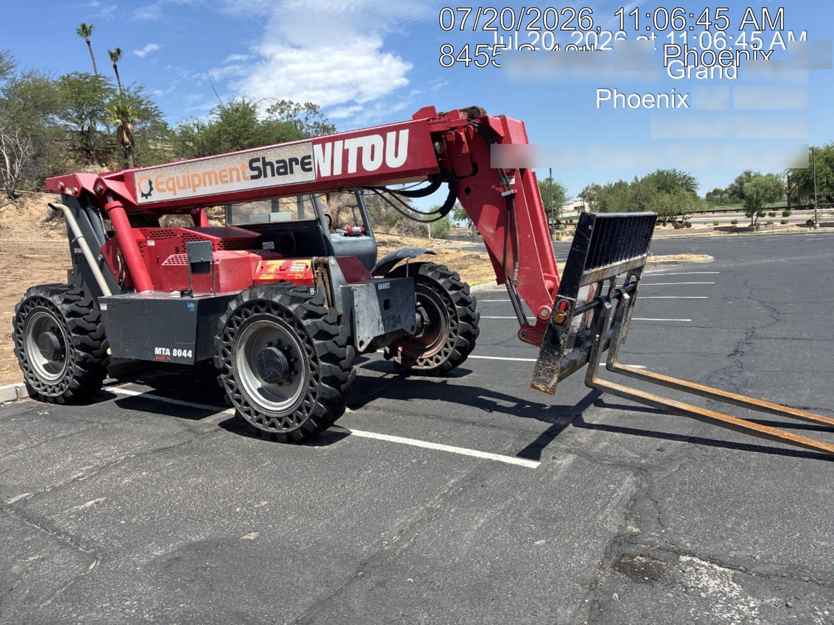 2018 Manitou MTA8044 MTA 8044 - 74 HP T4, Canopy, Worklights/Strobe, Beacon, 66" Carriage, 48" Forks, Solid Tires, Lift Hook, Aux Hydraulics