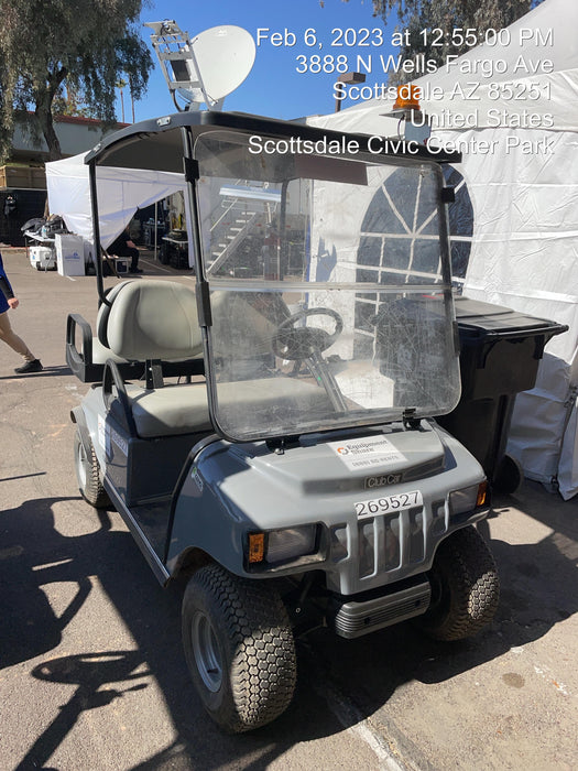 2022 Club Car CA100E Canopy, Fold down Windshield, Beacon, Back up Alarm, All-Trail Trials, HD 8 V Batteries, Trailer Hitch and Ball