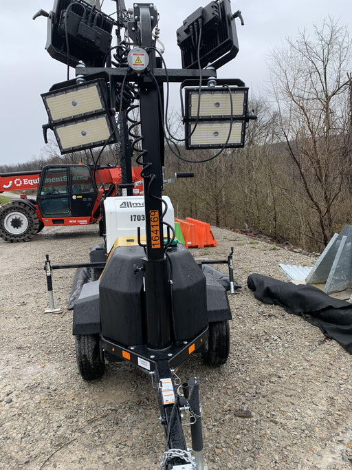 2021 Allmand NLV3GR (4) LED Light Fixture 350W, 23' Vertical Mast, 3kW Prime, Towable, Deep Sea L401, Leveling Jacks, Yanmar T4F 5.8hp