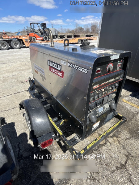 2019 Lincoln Electric Vantage 322 Welder Ready-Pak 3, Two wheel trailer, Fender and Light kit, Cable Rack