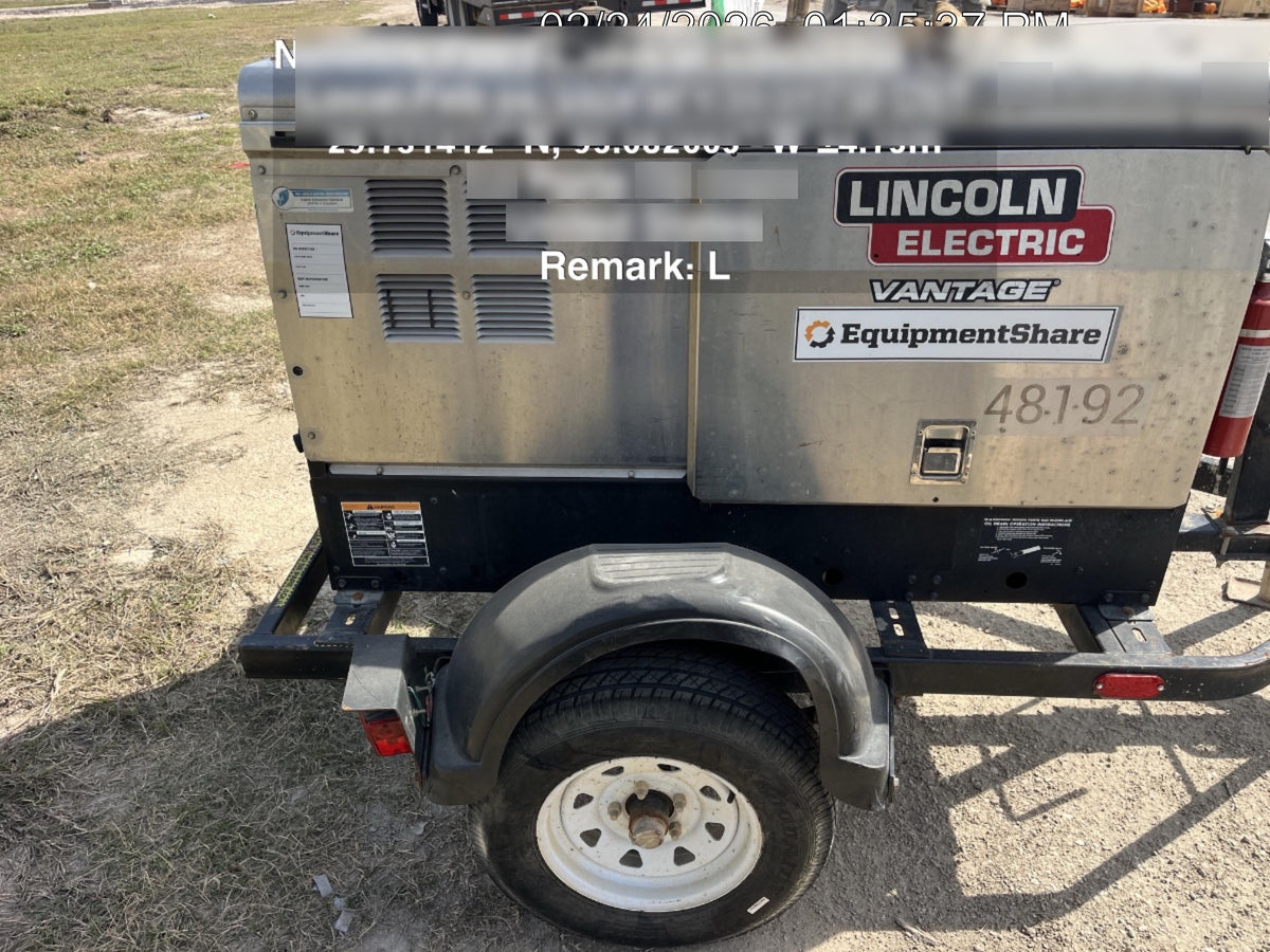 2019 Lincoln Electric Vantage 322 Ready-Pak 3, Two Wheel Trailer, Fender and Light Kit, Cable Rack