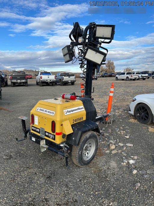 2022 Allmand NLV3GR (4) LED Light Fixture 350W, 23' Vertical Mast, 3kW Prime, Towable, Deep Sea L401, Leveling Jacks, Yanmar T4F 5.8hp