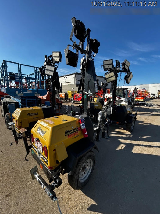 2020 Allmand NLV3GR (4) LED Light Fixture 350W, 23' Vertical Mast, 3kW Prime, Towable, Deep Sea L401, Leveling Jacks, Yanmar T4F 5.8hp