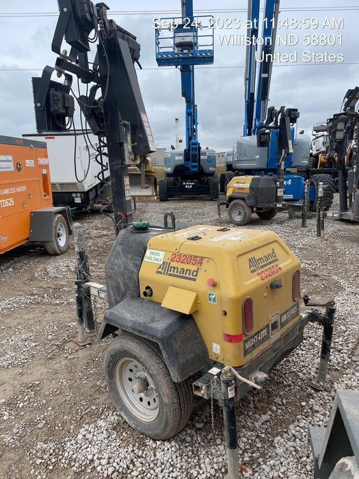 2022 Allmand NLV3GR (4) LED Light Fixture 350W, 23' Vertical Mast, 3kW Prime, Towable, Deep Sea L401, Leveling Jacks, Yanmar T4F 5.8hp