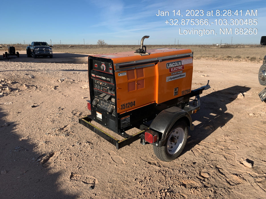 2021 Lincoln Electric Vantage 322 Vantage 322 Ready Pak 3 w/ Telematics & Decals, ORANGE (includes trailer, cable rack, fender light kit)