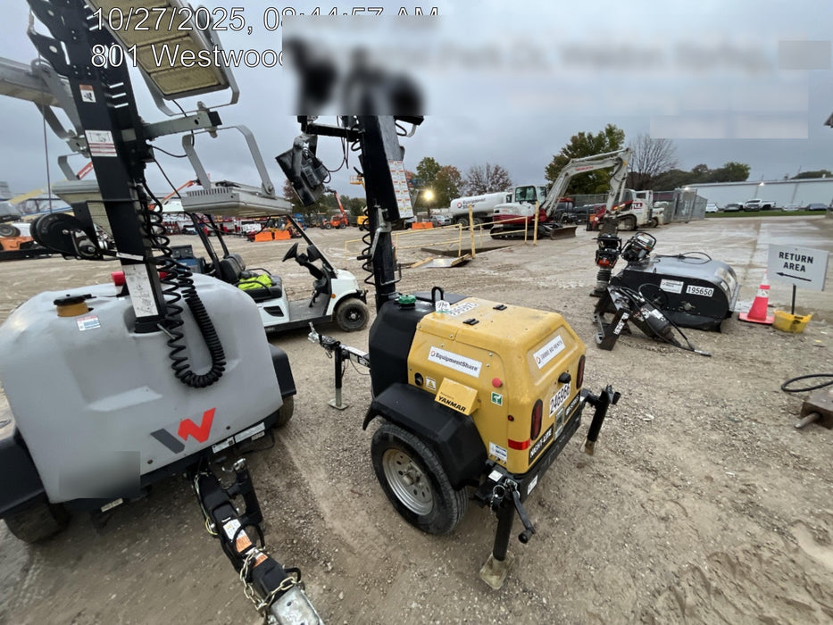 2022 Allmand NLV3GR (4) LED Light Fixture 350W, 23' Vertical Mast, 3kW Prime, Towable, ES Decals, T3