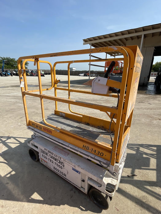 Custom Equipment HB-1430 <ul>
 <li>Hy-Brid Scissor Lift</li>
  <li>Platform capacity up to 670 lbs.</li>
  <li>Working height up to 20 ft</li>
  <li>Weighs under 1,700 lbs.</li>
  <li>Non-marking wheels </li>
</ul>