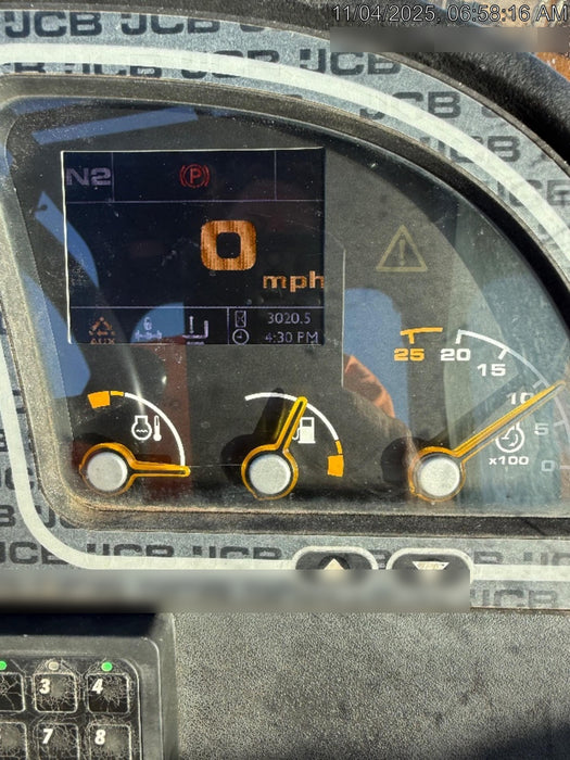 2019 JCB 509-42 Open ROPS, 74 HP, Solid Tires, Worklights, Beacon, Aux Hydraulics, Lifting Eye 66" Carriage/60" Forks