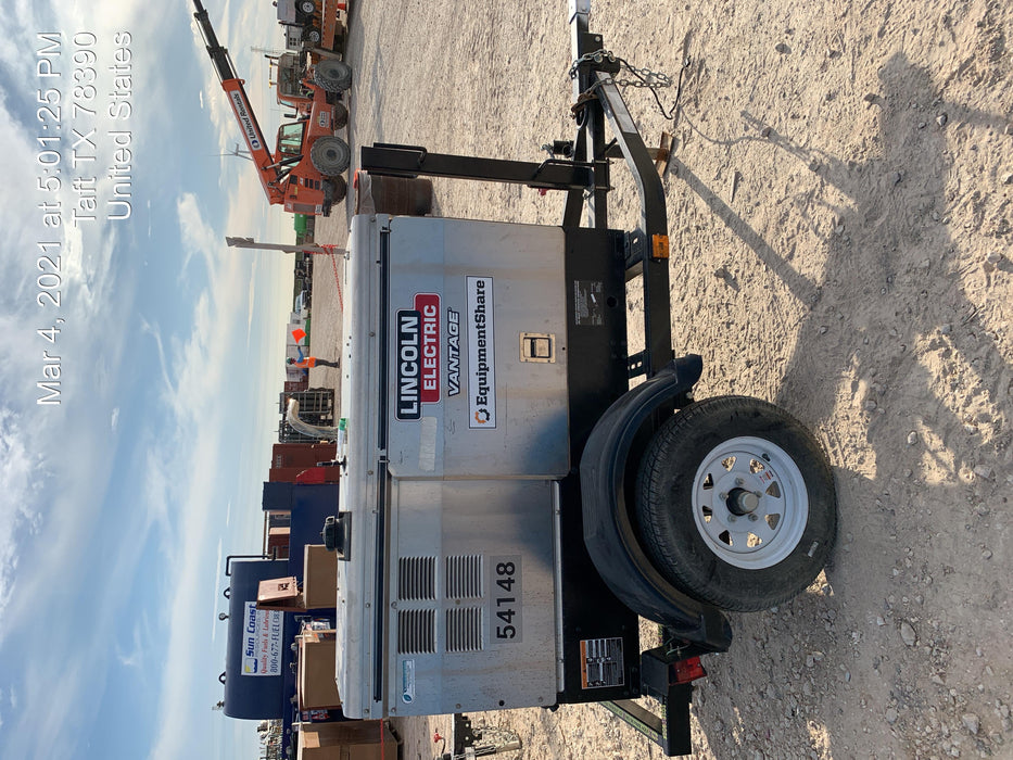 2019 Lincoln Electric Vantage 322 Welder Ready-Pak 3, Two wheel trailer, Fender and Light kit, Cable Rack