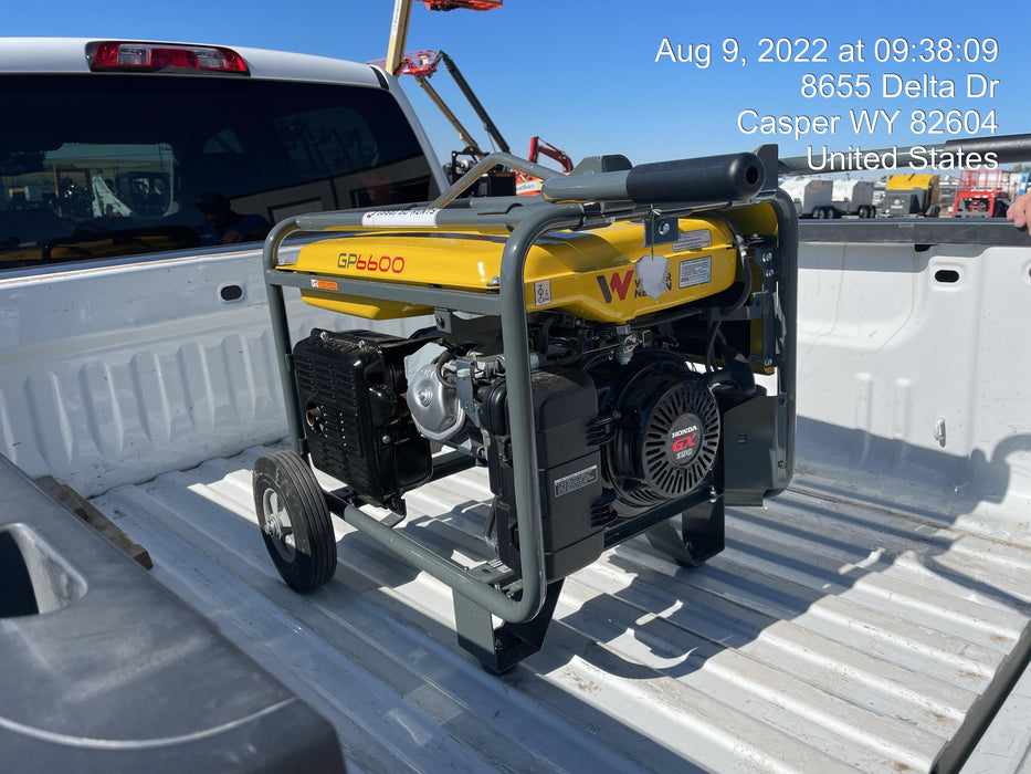 2021 Wacker Neuson GP6600A Standard 6.6kW Generator, Includes Wheel Kit. P/N: 5100042220