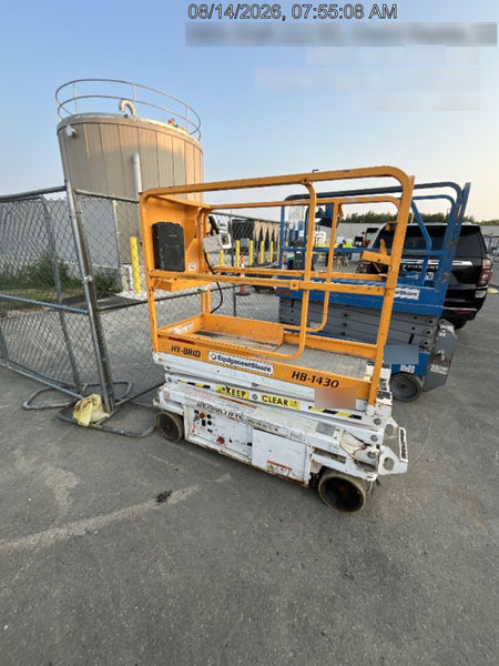 Custom Equipment HB-1430 <ul>
 <li>Hy-Brid Scissor Lift</li>
  <li>Platform capacity up to 670 lbs.</li>
  <li>Working height up to 20 ft</li>
  <li>Weighs under 1,700 lbs.</li>
  <li>Non-marking wheels </li>
</ul>