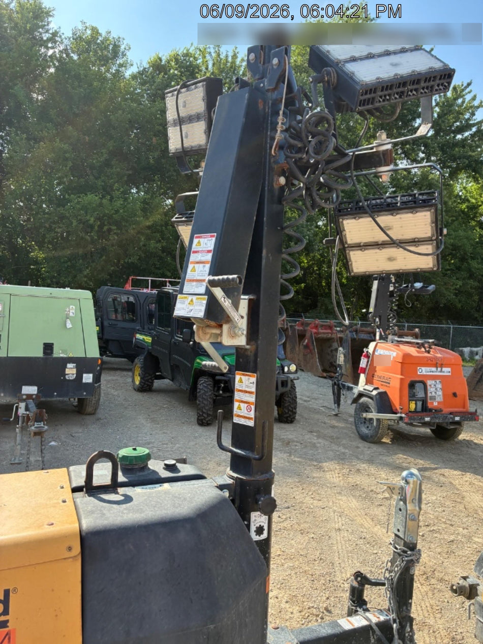 2022 Allmand NLV3GR (4) LED Light Fixture 350W, 23' Vertical Mast, 3kW Prime, Towable, Deep Sea L401, Leveling Jacks, Yanmar T4F 5.8hp