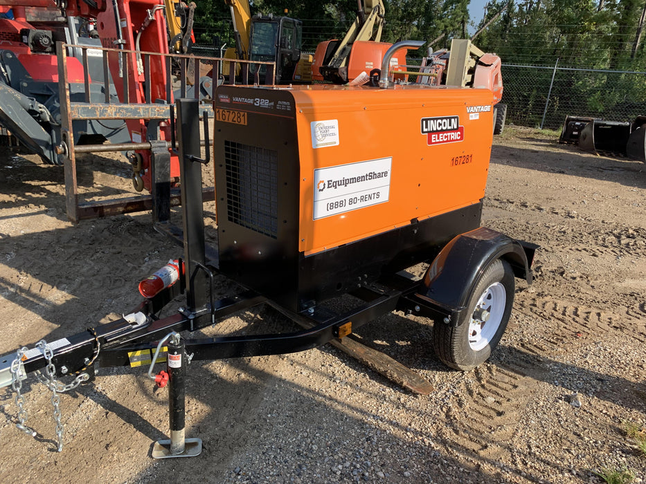 2021 Lincoln Electric Vantage 322 Vantage 322 Ready Pak 3 w/ Decals, ORANGE (includes trailer, cable rack, fender light kit) NO Telematics