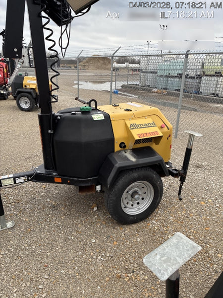 2022 Allmand NLV3GR (4) LED Light Fixture 350W, 23' Vertical Mast, 3kW Prime, Towable, Deep Sea L401, Leveling Jacks, Yanmar T4F 5.8hp