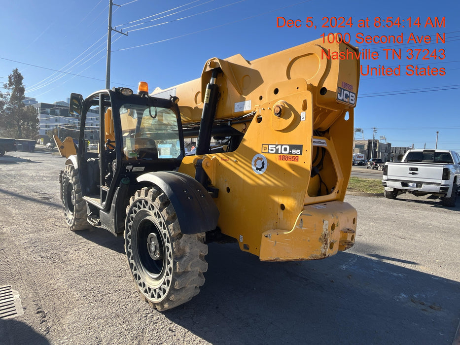 2020 JCB 510-56 Canopy, Solid Tires, Work Lights, Beacon, Aux Hydraulics, Back up Alarm, Lifting Eye, ES Decals